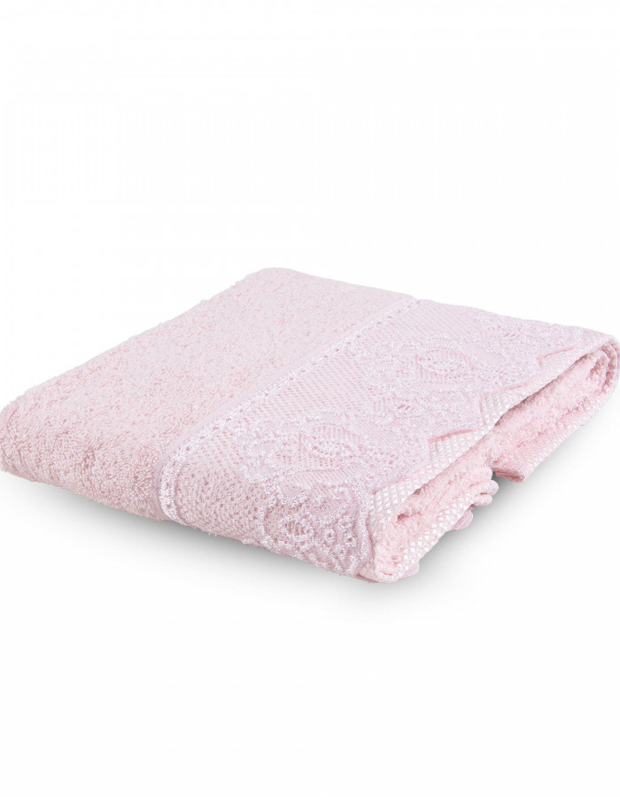 Taç Lace Yüz Havlusu Pembe