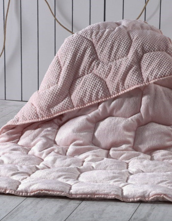 Battaniye Yüzeyli Tek Kişilik Silikon Yorgan Pudra