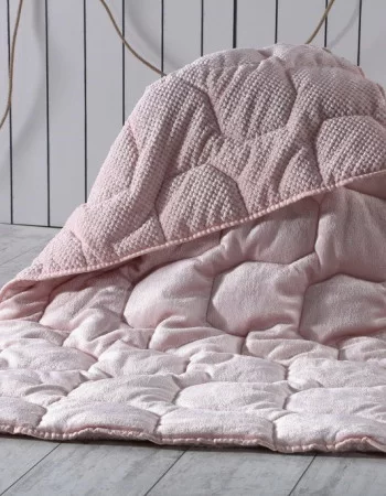 Battaniye Yüzeyli Tek Kişilik Silikon Yorgan Pudra