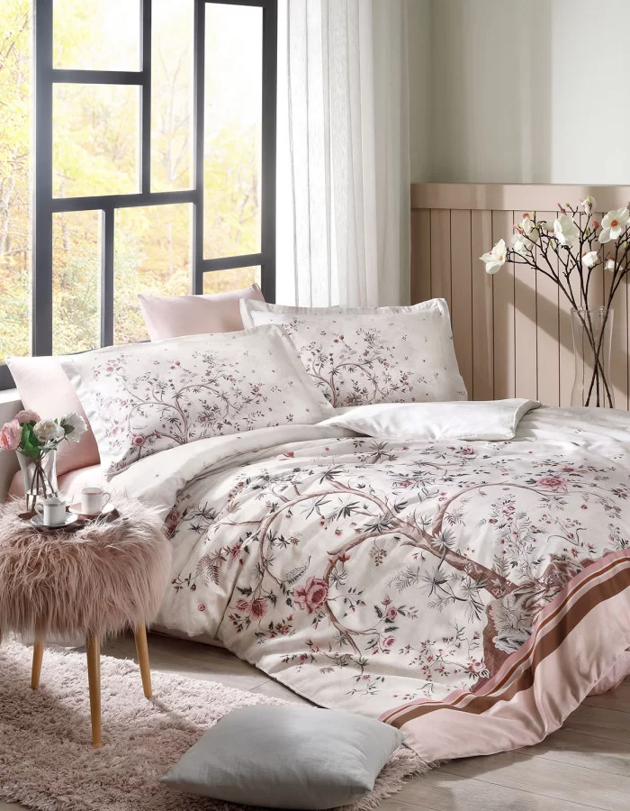 Özdilek Albero In Fiore King Size Nevresim Takımı Pudra