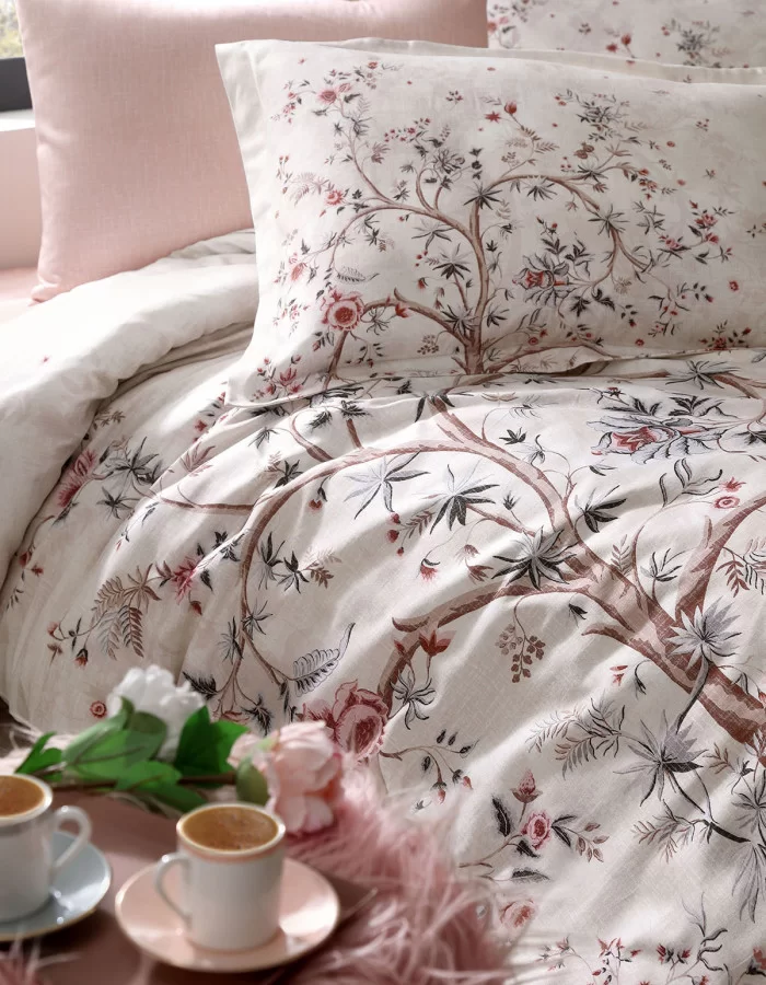 Özdilek Albero In Fiore King Size Nevresim Takımı Pudra