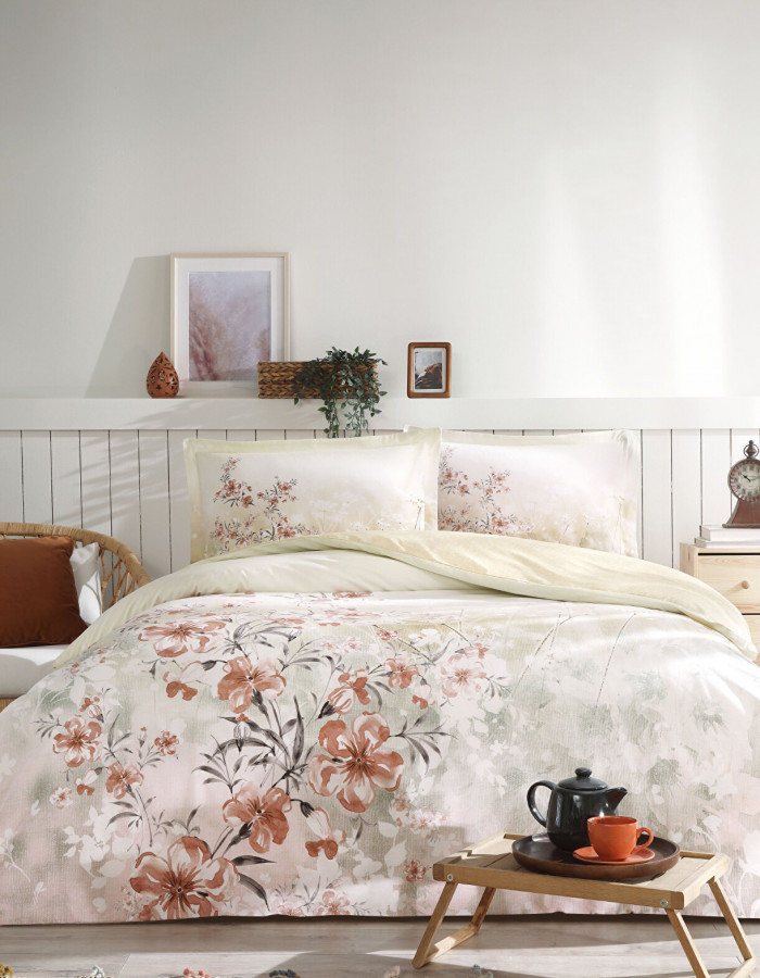Özdilek Flor Eclipse King Size Nevresim Takımı Pudra