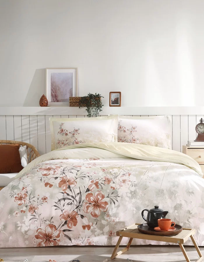 Özdilek Flor Eclipse King Size Nevresim Takımı Pudra