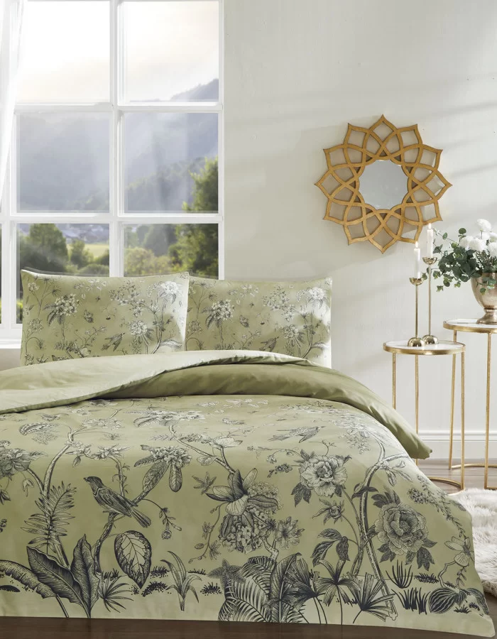 Özdilek Antique Garden Saten Çift Kişilik Nevresim Takımı Yeşil