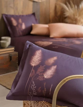 Özdilek Pastoral Saten Çift Kişilik Nevresim Takımı Mor