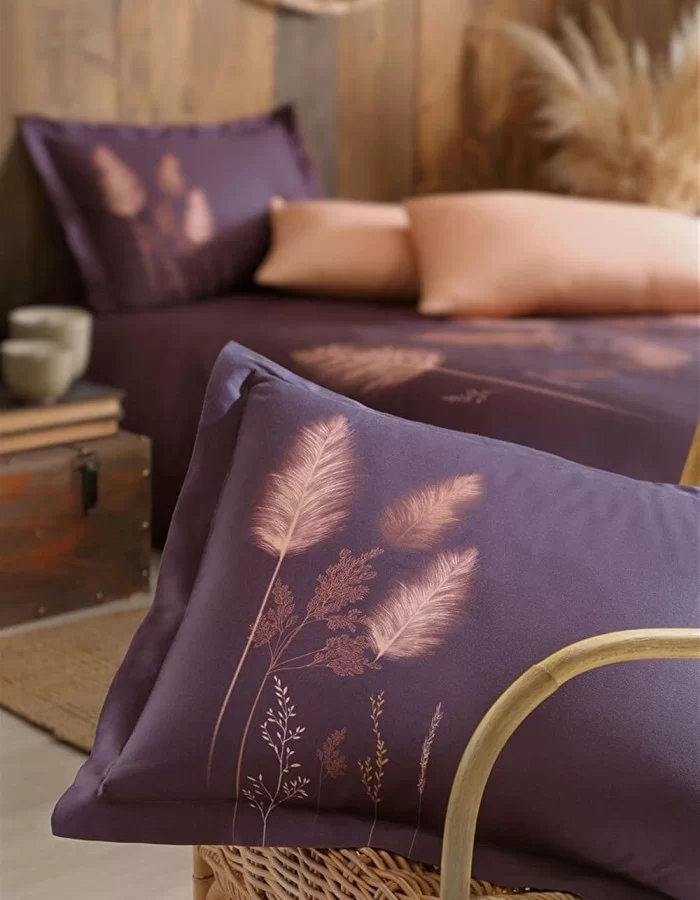 Özdilek Pastoral Saten Çift Kişilik Nevresim Takımı Mor