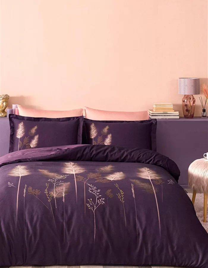 Özdilek Pastoral Saten Çift Kişilik Nevresim Takımı Mor