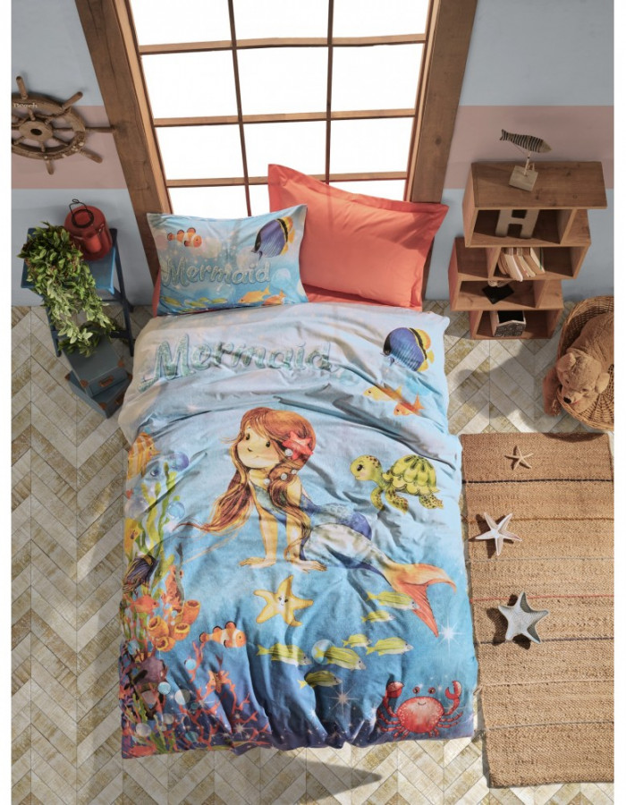 Mermaid Tek Kişilik Nevresim Takımı Mercan