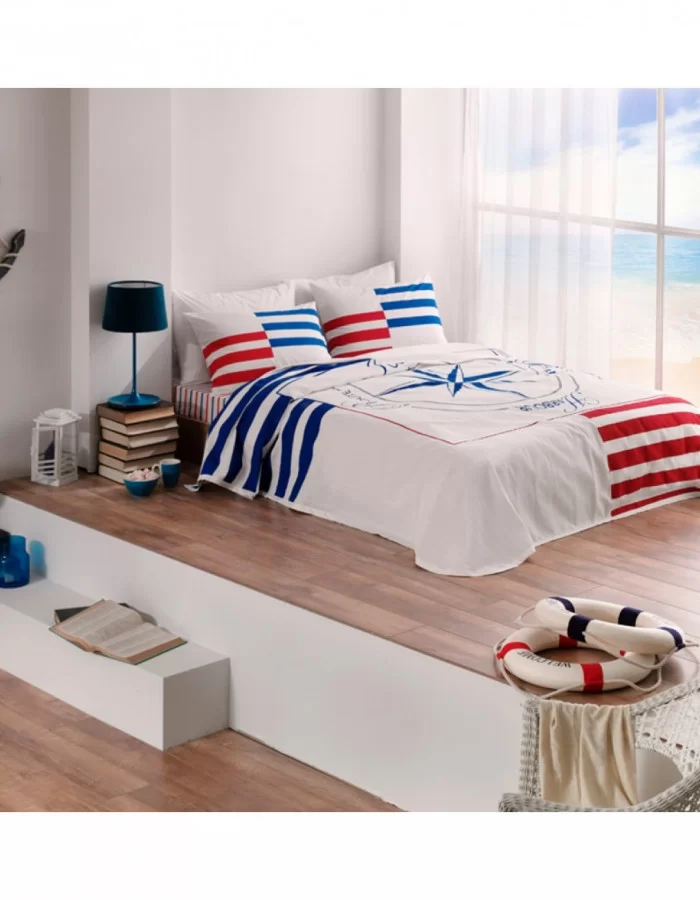 Taç Marine Çift Kişilik Pike Takımı Mavi