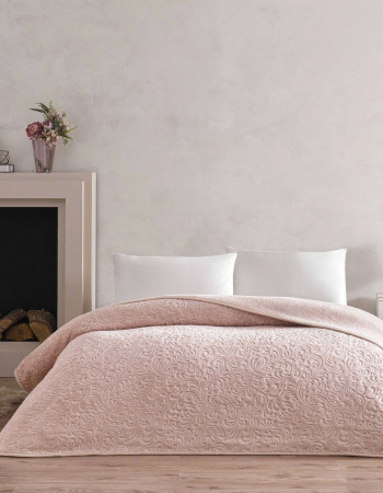 Taç Doressa Çift Kişilik Embos Battaniye Pudra