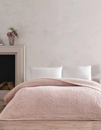 Taç Doressa Çift Kişilik Embos Battaniye Pudra