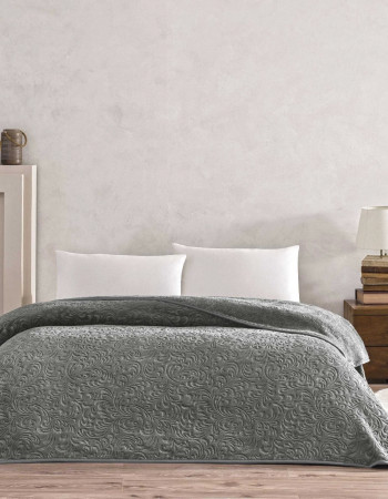 Taç Doressa Çift Kişilik Embos Battaniye Antrasit