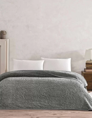 Taç Doressa Çift Kişilik Embos Battaniye Antrasit