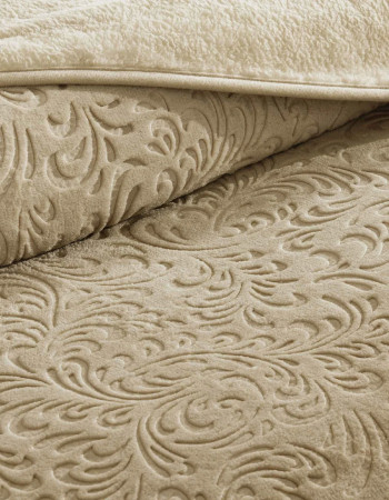 Taç Doressa Çift Kişilik Embos Battaniye Camel