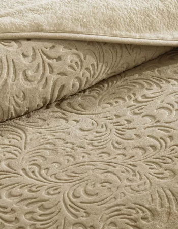 Taç Doressa Çift Kişilik Embos Battaniye Camel