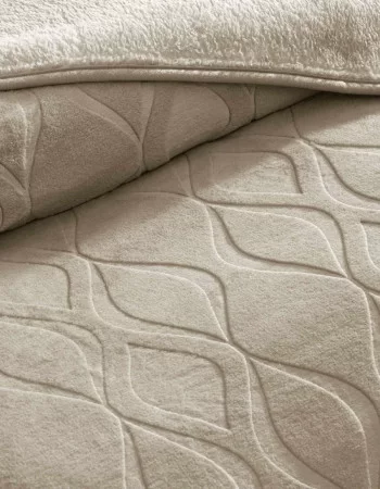 Taç Tessra Çift Kişilik Embos Battaniye Bej