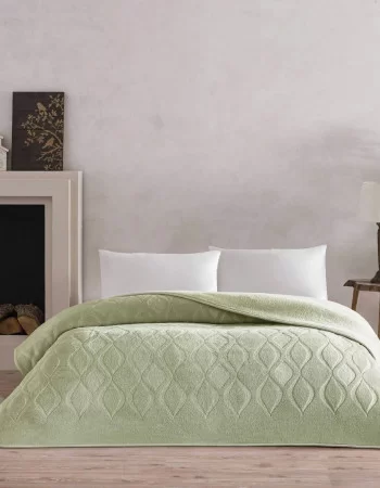 Taç Tessra Çift Kişilik Embos Battaniye Yeşil