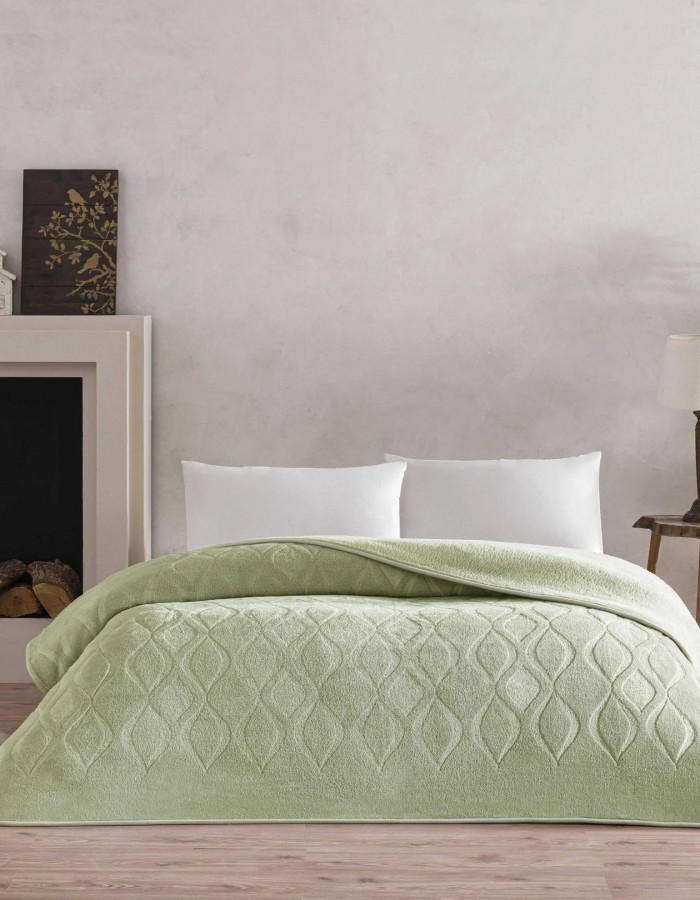 Taç Tessra Çift Kişilik Embos Battaniye Yeşil