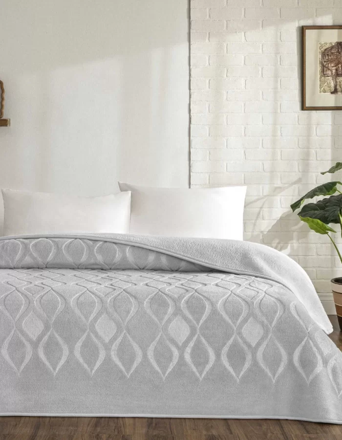 Taç Tessra Çift Kişilik Embos Battaniye Gri