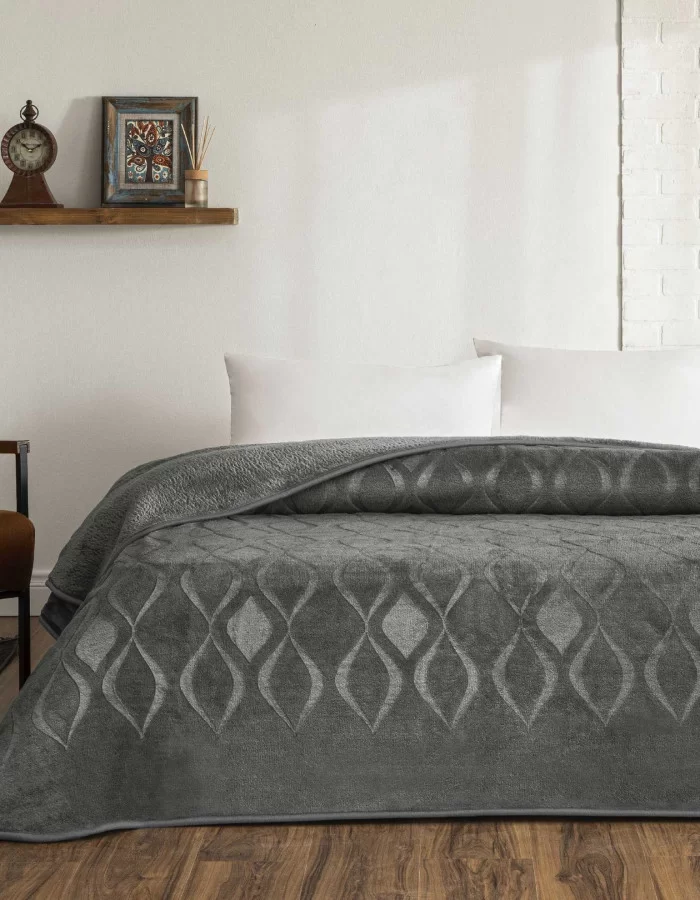 Taç Tessra Çift Kişilik Embos Battaniye Antrasit