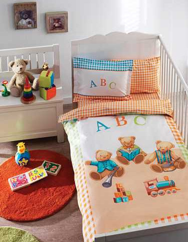 Taç Toys Organik Bebek Nevresim Takımı Turkuaz