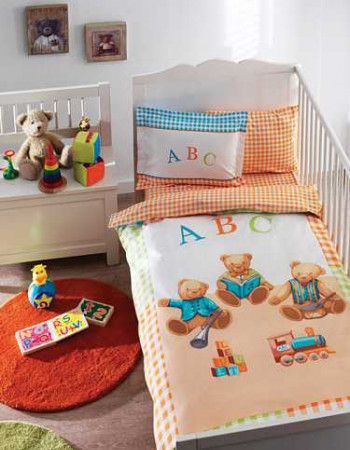 Taç Toys Organik Bebek Nevresim Takımı Turkuaz