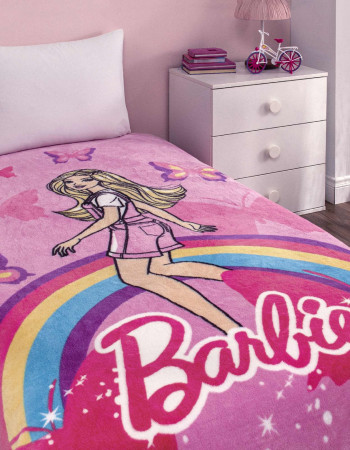 Taç Lisanslı Barbie Sun Tek Kişilik Battaniye