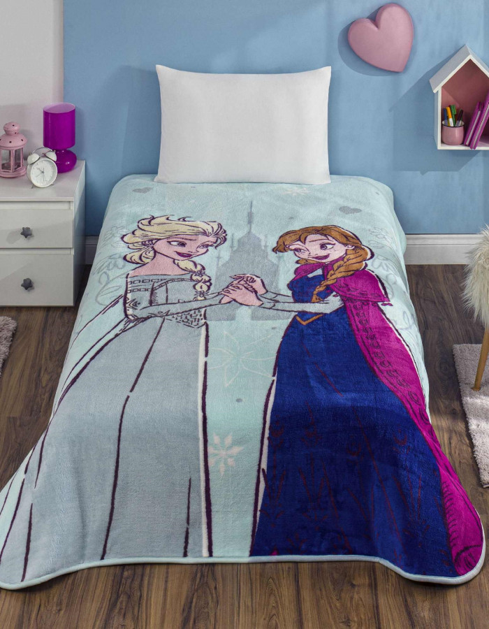 Taç Lisanslı Disney Frozen Tek Kişilik Battaniye