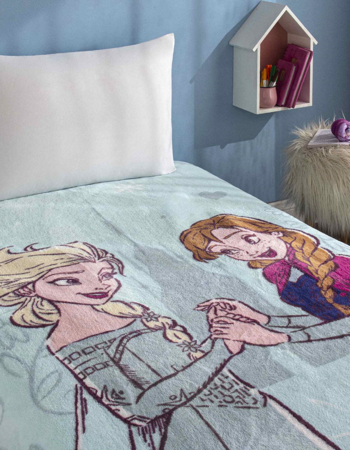 Taç Lisanslı Disney Frozen Tek Kişilik Battaniye