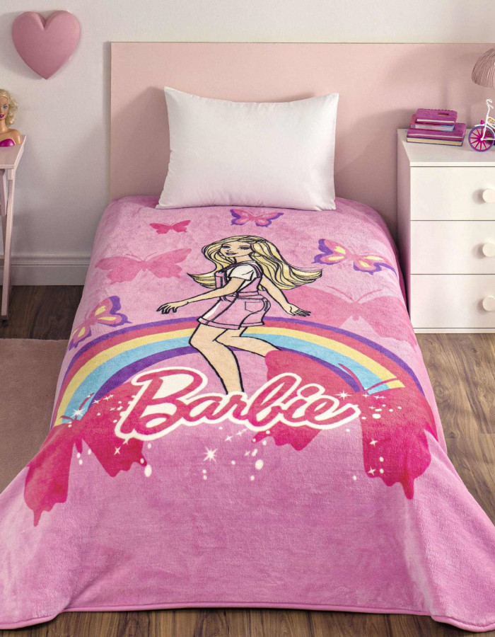Taç Lisanslı Barbie Sun Tek Kişilik Battaniye
