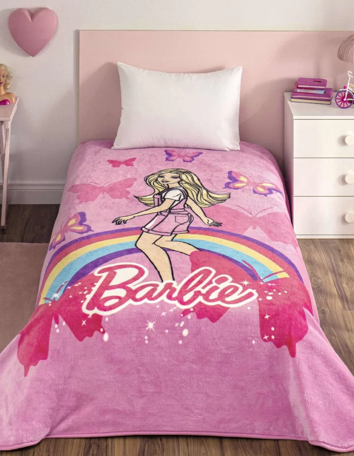 Taç Lisanslı Barbie Sun Tek Kişilik Battaniye