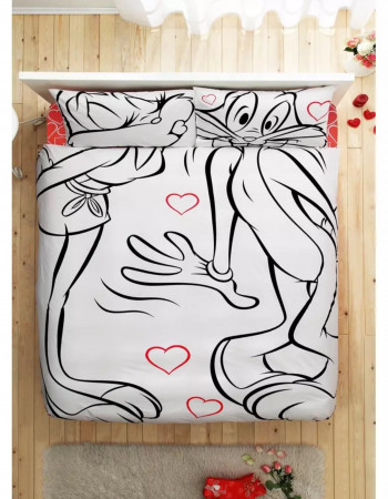 Taç Bugs Bunny & Lola Bunny Amour Çift Kişilik Nevresim Takımı Taç Bugs Bunny & Lola Bunny Amour Çift Kişilik Nevresim Takımı