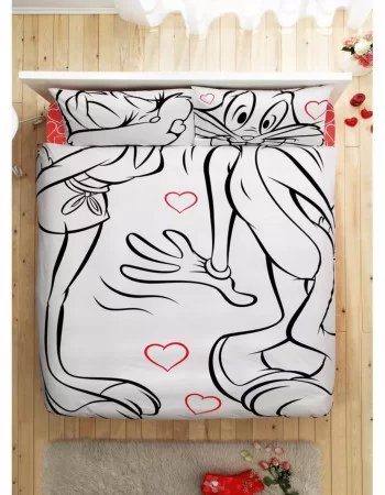 Taç Bugs Bunny & Lola Bunny Amour Çift Kişilik Nevresim Takımı