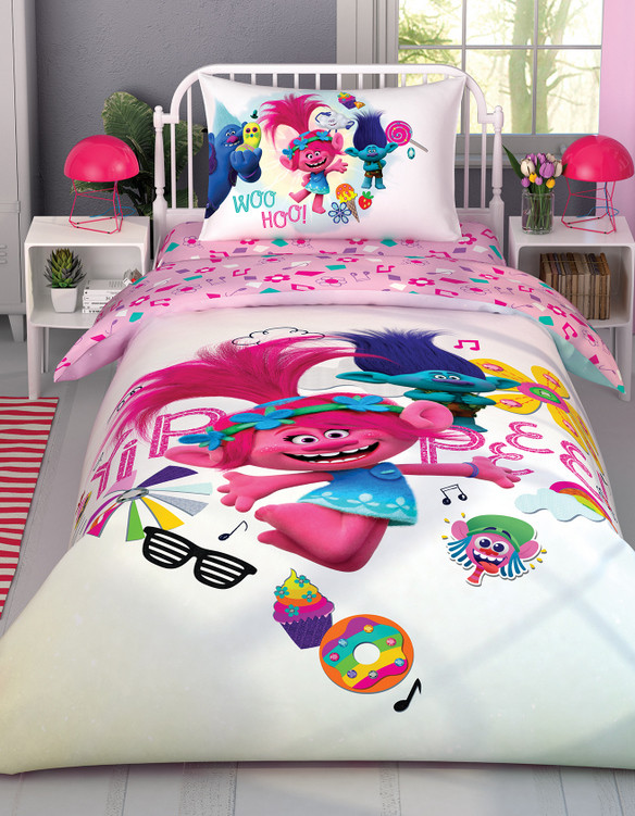 Taç Trolls Color Party Tek Kişilik Nevresim Takımı