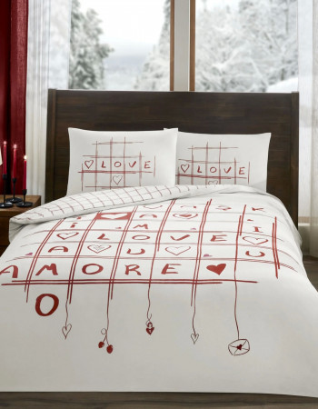 Taç Romenta Glow Ranforce Çift Kişilik Nevresim Takımı Kırmızı