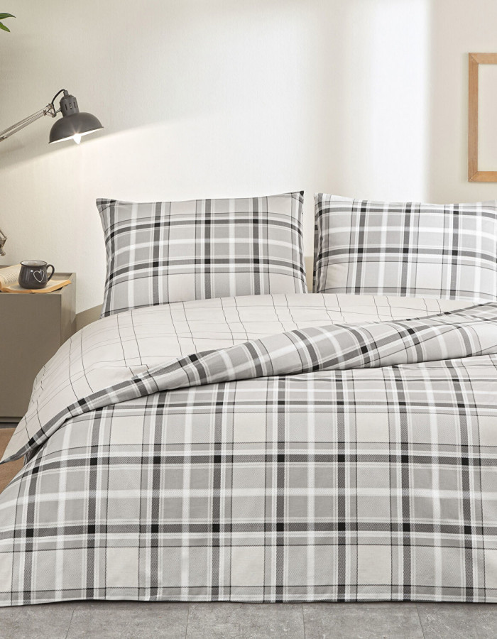 Taç Caleb Ranforce Çift Kişilik Nevresim Takımı Gri