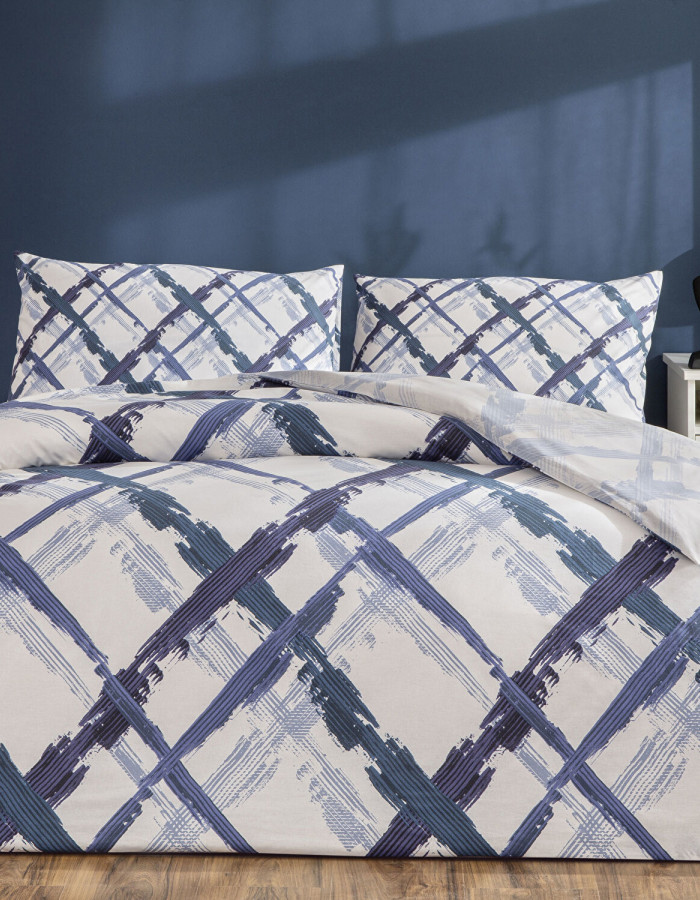 Taç Briza Ranforce Çift Kişilik Nevresim Takımı Mavi