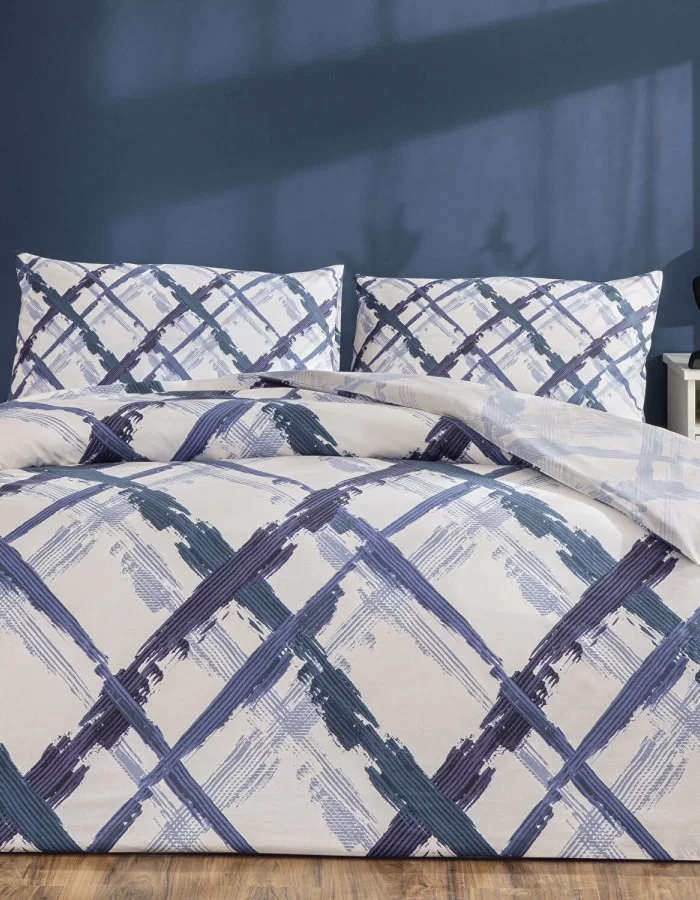 Taç Briza Ranforce Çift Kişilik Nevresim Takımı Mavi