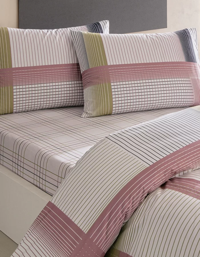 Taç Zyra Ranforce Çift Kişilik Nevresim Takımı Pembe