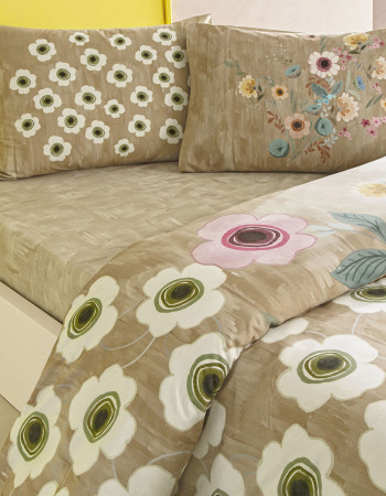 Taç Blyss Ranforce Çift Kişilik Nevresim Takımı Bej