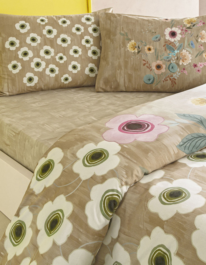 Taç Blyss Ranforce Çift Kişilik Nevresim Takımı Bej