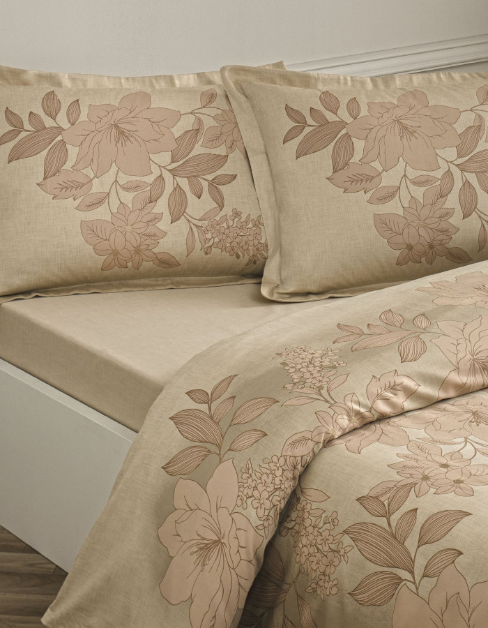 Taç Aurix Saten Çift Kişilik Nevresim Takımı Bej