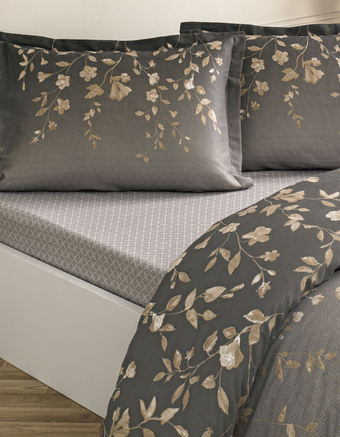 Taç Elaris Saten Çift Kişilik Nevresim Takımı Vizon