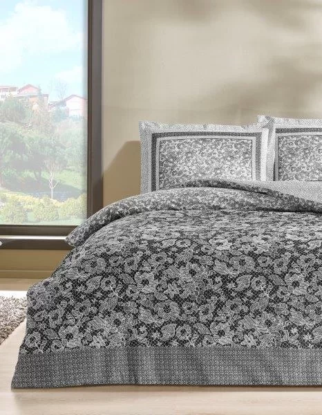 Taç Amelia Saten Çift Kişilik Nevresim Takımı Siyah