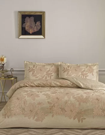 Taç Aurix Saten Çift Kişilik Nevresim Takımı Bej