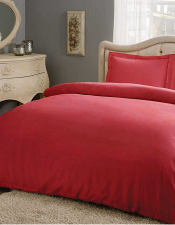Taç Basic Saten Çift Kişilik Nevresim Takımı Kırmızı