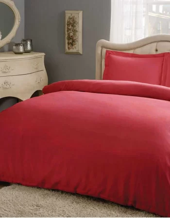 Taç Basic Saten Çift Kişilik Nevresim Takımı Kırmızı