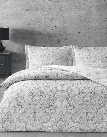 Taç Cassandra Saten Çift Kişilik Nevresim Takımı Gri