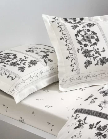 Taç Clymena Saten Çift Kişilik Nevresim Takımı Beyaz