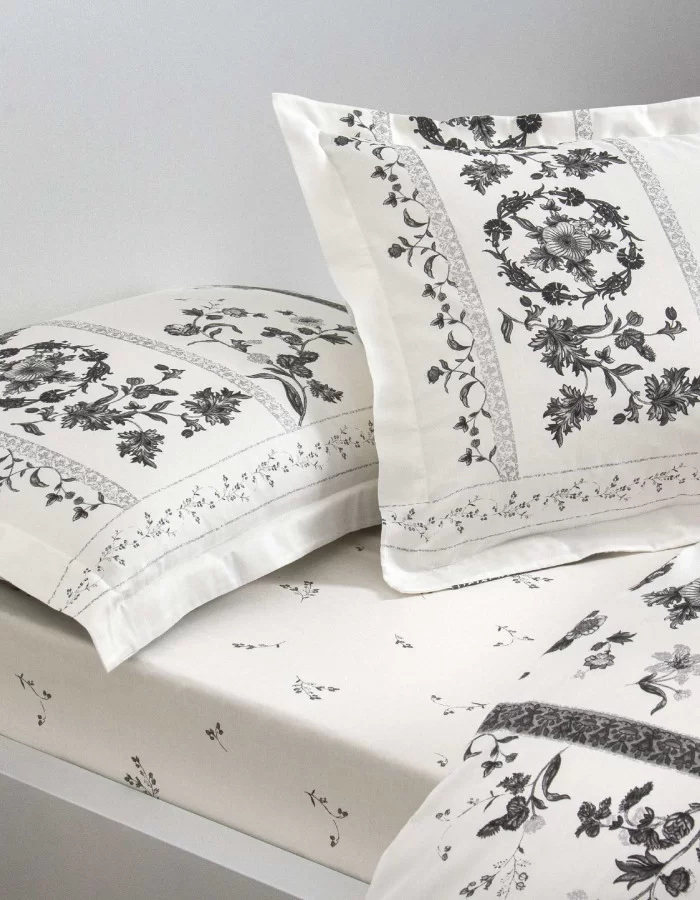 Taç Clymena Saten Çift Kişilik Nevresim Takımı Beyaz